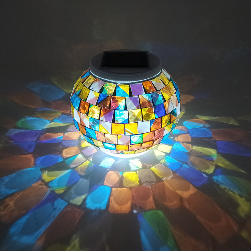 Manufacturer Contemporary Restaurant Turkish Solar Rechargeable Table Lamps Glass Mosaic Ball Light