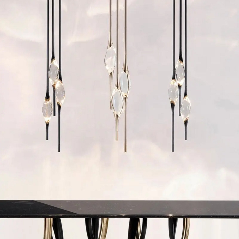 Modern Luxury Hanging Chandelier K9 Crystal Black Single Pendant Light For Dinning Room