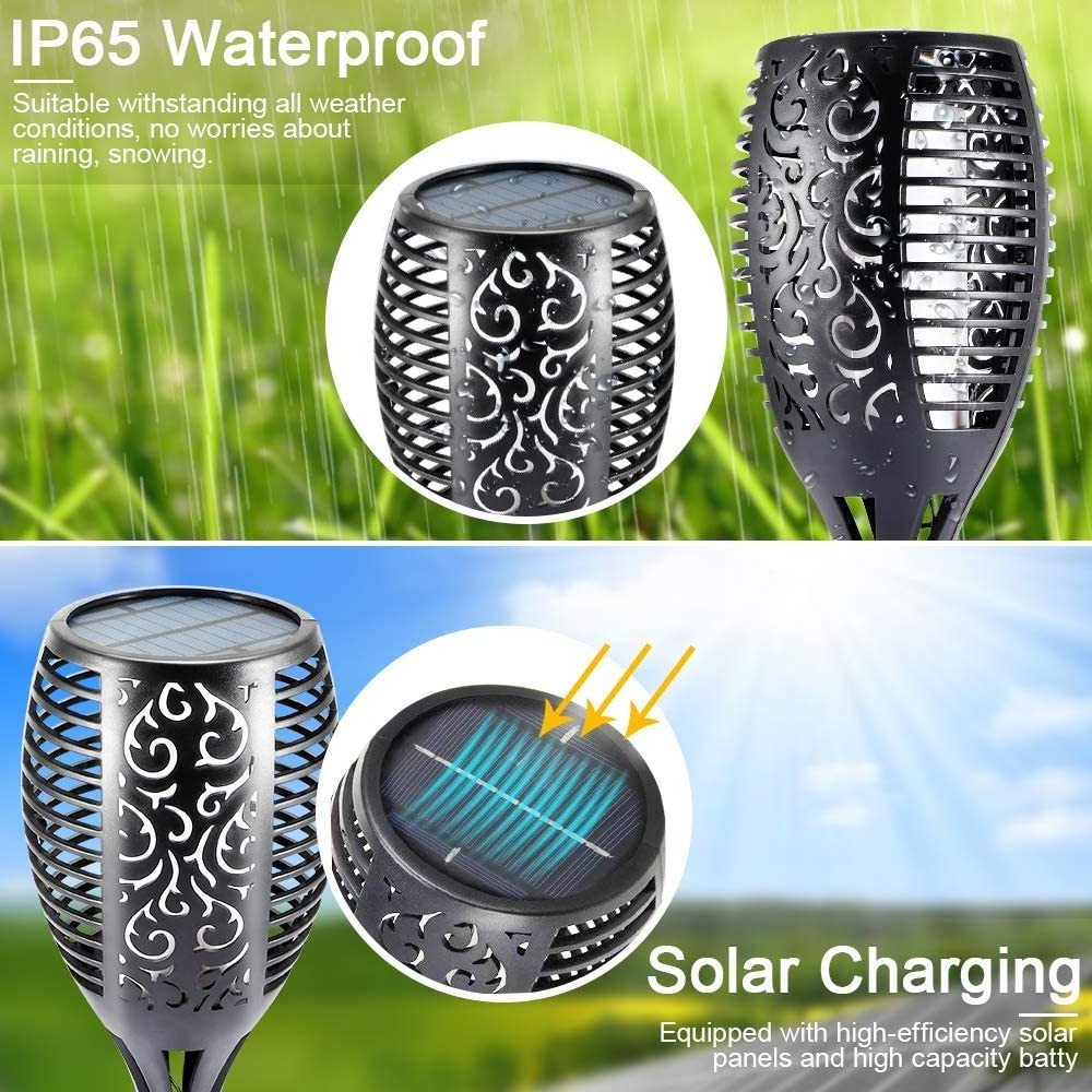 2023 New Garden Decoration LED Outdoor Waterproof Dancing landscape Solar Torch Light with Flickering Flame