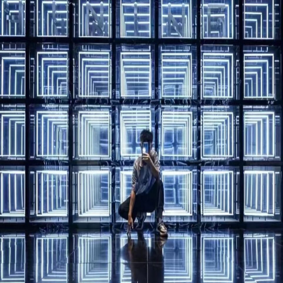 Customized Neon portable Checkered 50x50cm Screen led infinity mirror panel 3d led dance floor for sale