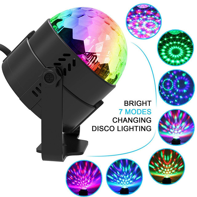 Cheap Indoor home Portable Flashing 7 Colors Dj Music Activated Disco Ball Party Light