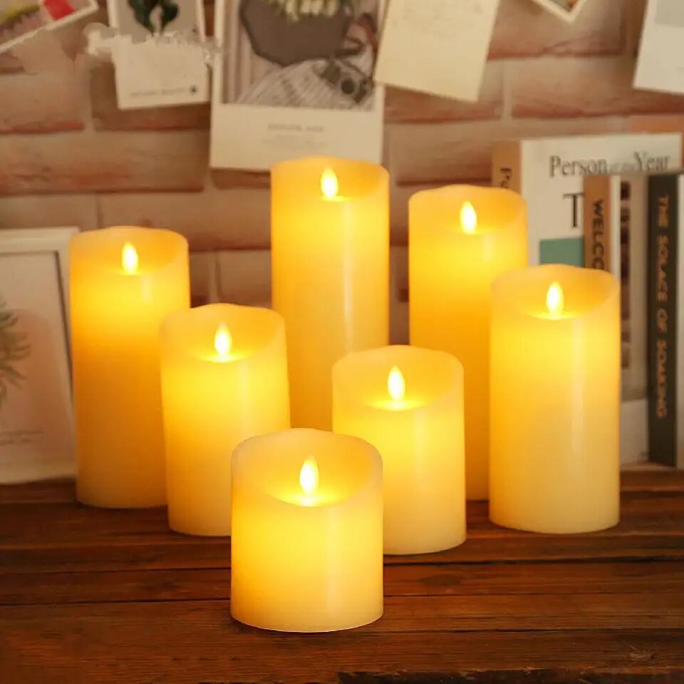 Hot Sale Wax Flickering Candle Lamp Tealight Electronic Flameless Led Pillar Candles