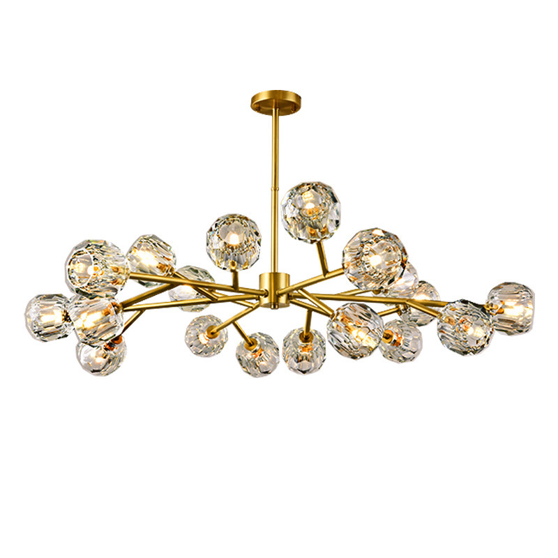 new globe semi flush mount crystal chandelier brass pendant lamp for kitchen island