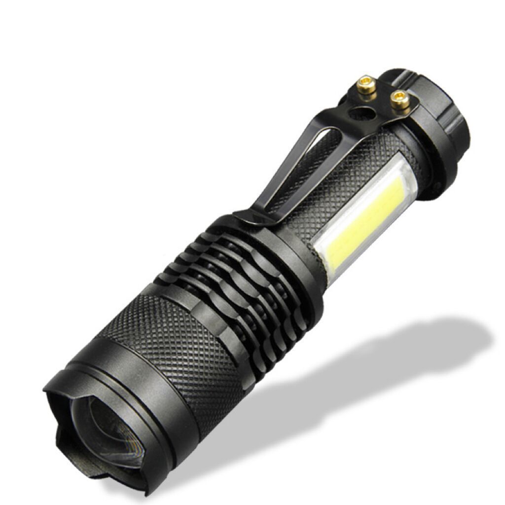 Zoomable Emergency XPE COB Battery Powered Small Rechargeable Flashlight For Camping Indoor