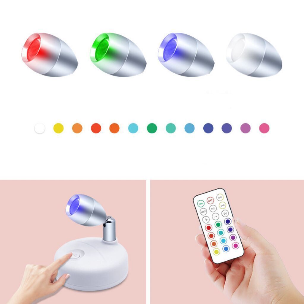 13-color Adjustable Led Remote Wireless Spotlight Battery Operated Accen t Lights for Home