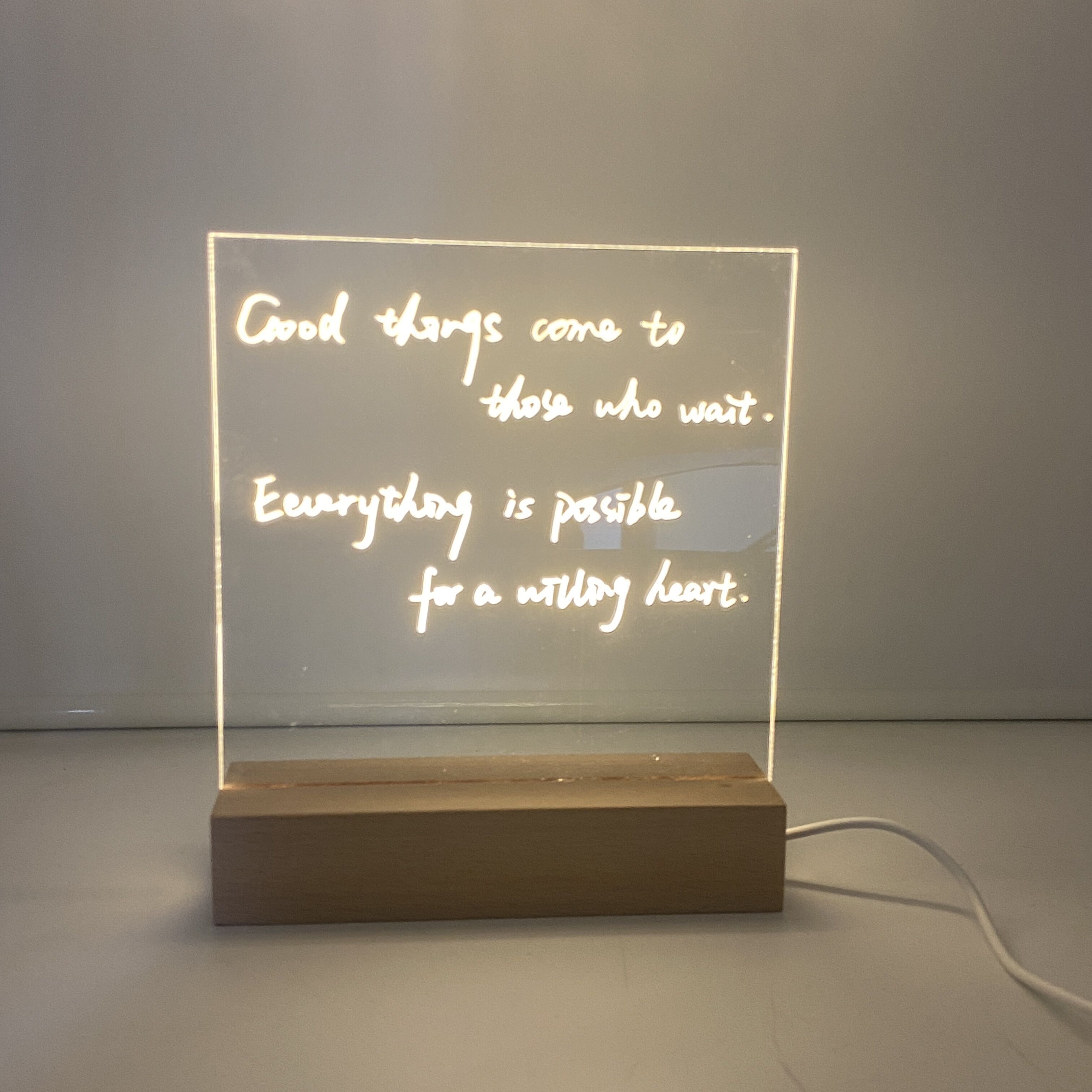 Hot Sale Warm White Rewritable Acrylic Lamp Led Night Light Note Board Message Board with Pen