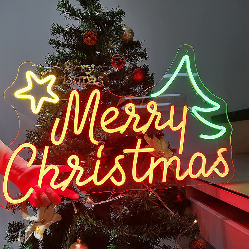 Hot Sale Indoor Outdoor Wall Decorations Led Xmas Signs Custom Merry Neon Christmas Light