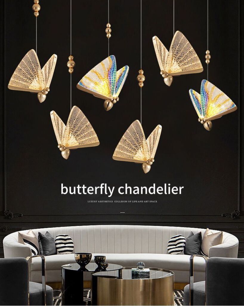 modern kitchen island light fixture dining light hanging colorful acrylic butterfly chandelier