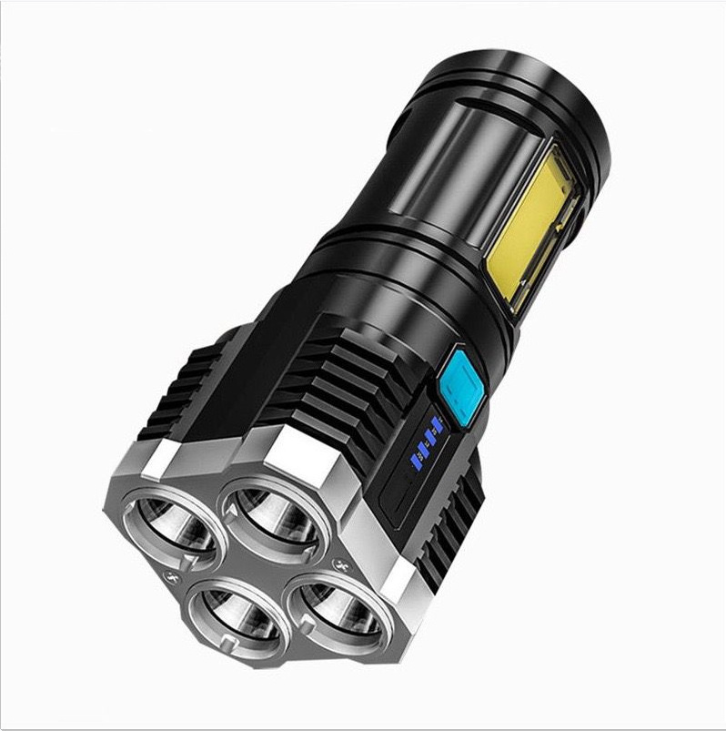 Newfessional 4 Led Portable Rechargeable Battery Flashlight Bright Torch Light for Outdoor