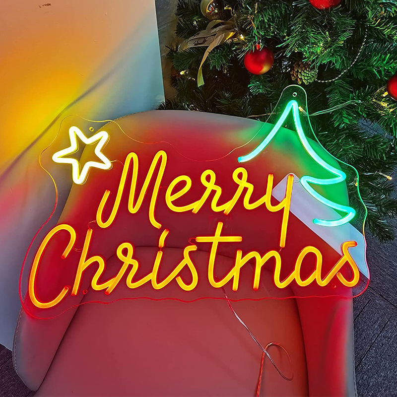 Hot Sale Indoor Outdoor Wall Decorations Led Xmas Signs Custom Merry Neon Christmas Light