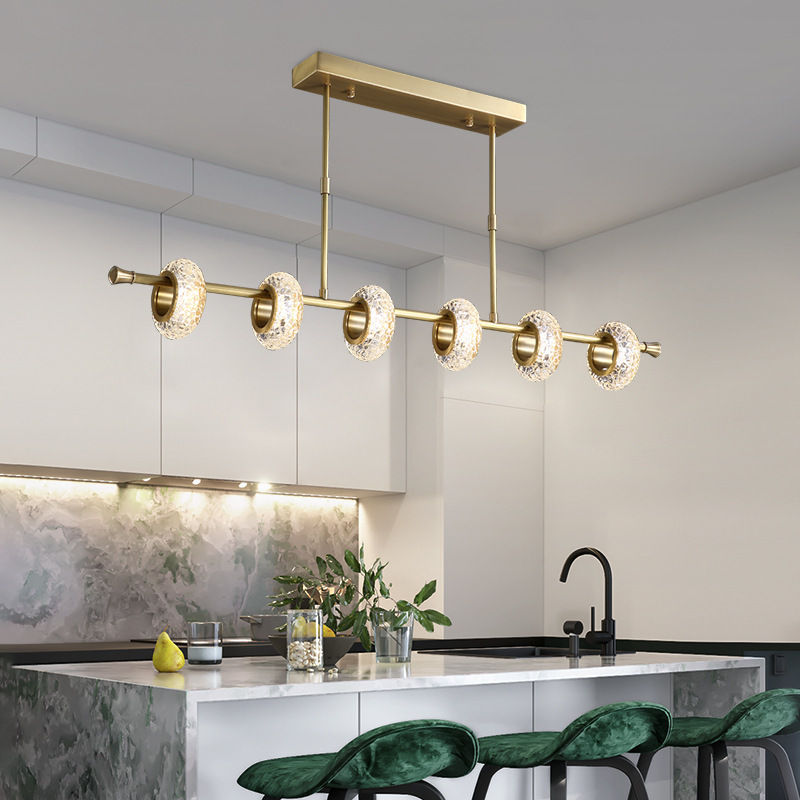 hot sale LED modern simple kitchen table chandelier hanging light island copper pendant lamp