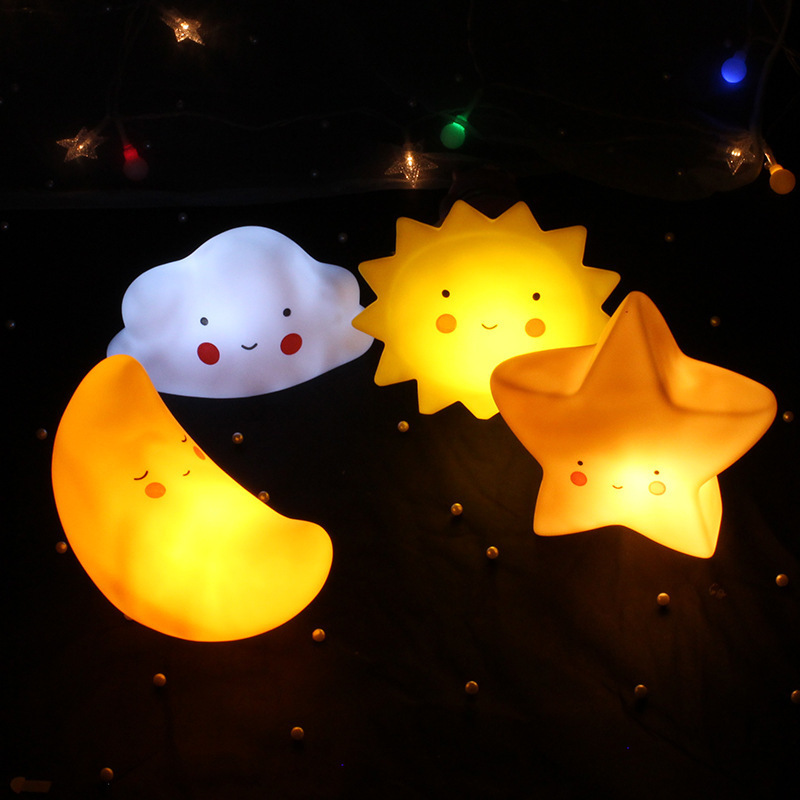 Hot Sale Nordic Lovely Cute Smile Face Glowing Sun Moon Star Light Baby Bedroom Lamp