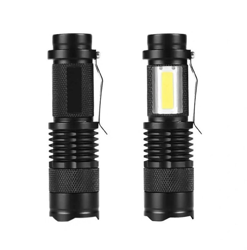 Zoomable Emergency XPE COB Battery Powered Small Rechargeable Flashlight For Camping Indoor