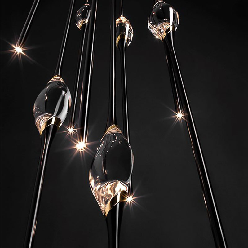 Modern Luxury Hanging Chandelier K9 Crystal Black Single Pendant Light For Dinning Room