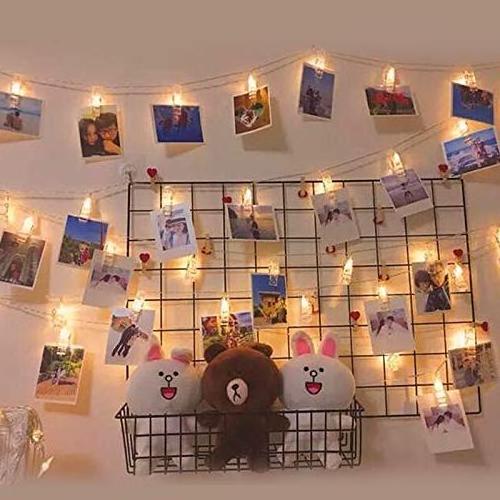 Indoor Decoration Battery Operated 50 LED hanging twinkle lights holiday Christmas clip string photo lights for Bedroom