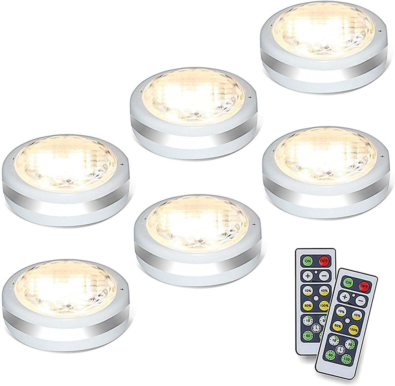 Best Rechargeable Battery Operated Wireless Led Ceiling Cabinet Puck Lights with Remote