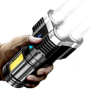 Newfessional 4 Led Portable Rechargeable Battery Flashlight Bright Torch Light for Outdoor