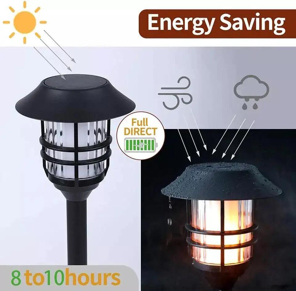 High Quality Outdoor Aluminium Waterproof Black Stainless Steel Solar Fake Fire Torch Flame Light