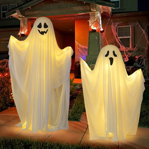 hot sale holiday Home halloween outdoor decoration white cloth ghost stake light