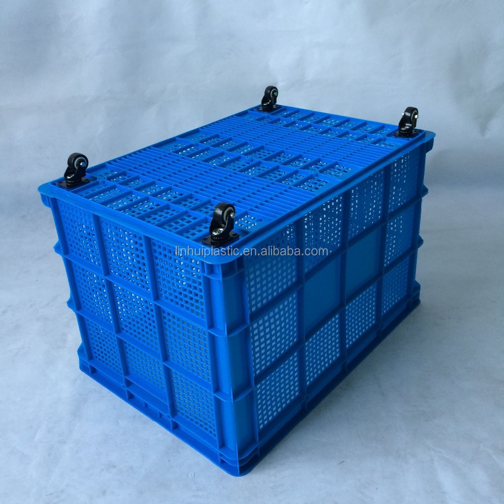 Wholesale plastic colored milk crates plastic moving boxes with wheels