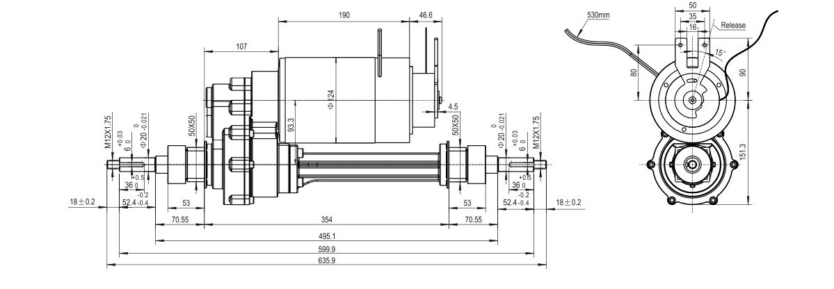 LINIX 24v 800w Electric vehicle rear axle motor differential equipped with braking devi application in scooters  go-karts