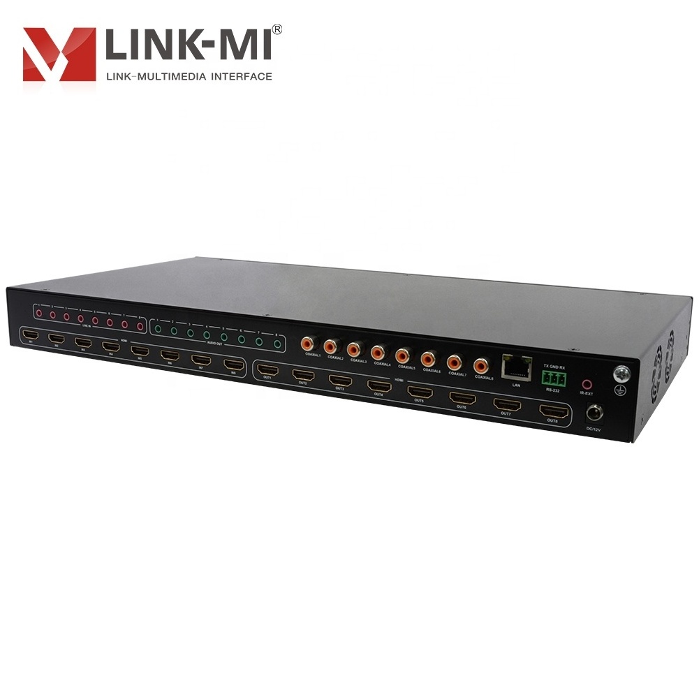 LINK-MI HDMI2.0 8x8 Matrix Switch with Audio Extraction Support 4K@60Hz, EDID, ARC, CEC, 3D, IP/Web GUI Control 8 Ports Matrix