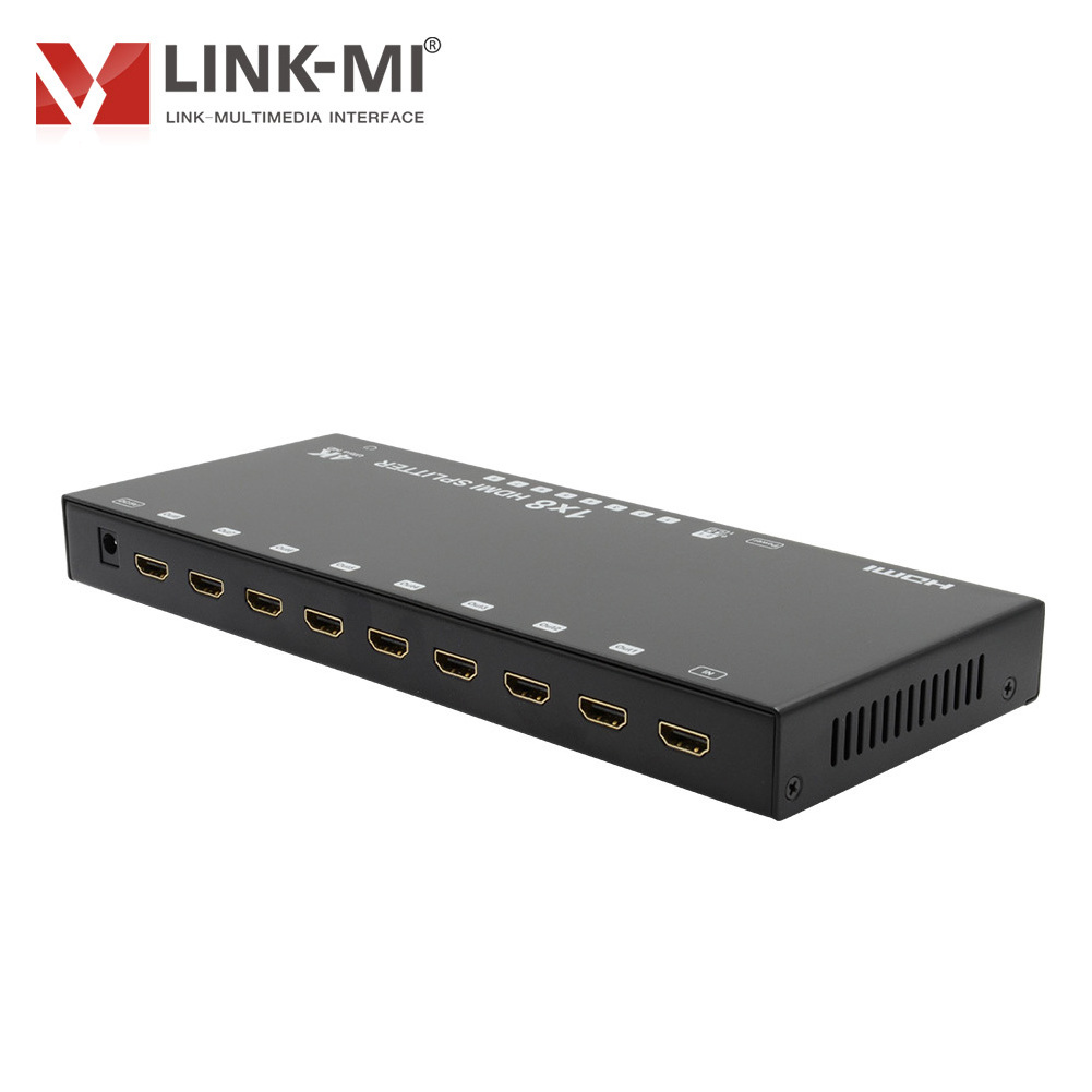 LINK-MI 1x8 HDMI Splitter Support 4K@60Hz EDID 3D HDCP 1 in 8 out Video Splitter for 8 Ultra HD displays Audio Video Splitter