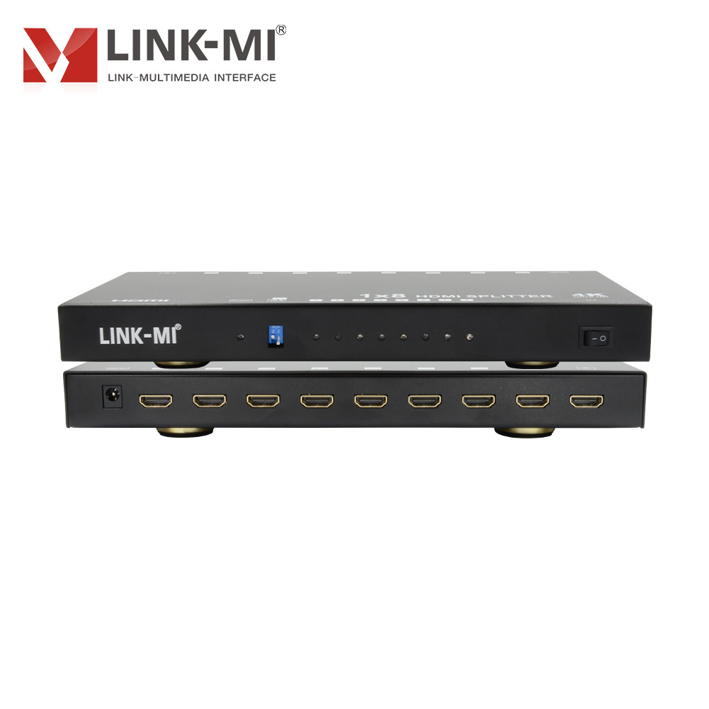 LINK-MI 1x8 HDMI Splitter Support 4K@60Hz EDID 3D HDCP 1 in 8 out Video Splitter for 8 Ultra HD displays Audio Video Splitter