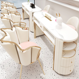 Pink Nail Salon Furniture Design Beauty Manicure Tables Nail Tech Desk and Chairs Manicure Table for Sale