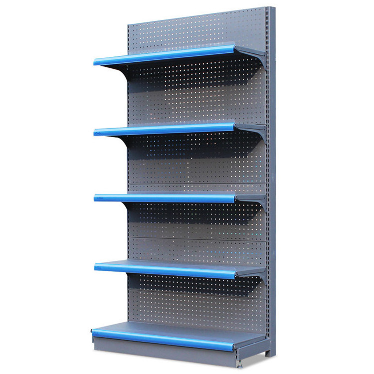 Low MOQ Custom Heavy Duty Iron Metal Retail Shelf Display Supermarket Gondola Shelving Rack shelves for retail store price