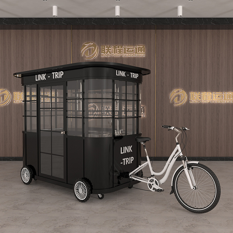 Customize Modern Outdoor Food Kiosk Design Mobile Fast Indian Street Food Cart Tricycle Hot Sale Bike Food Cart