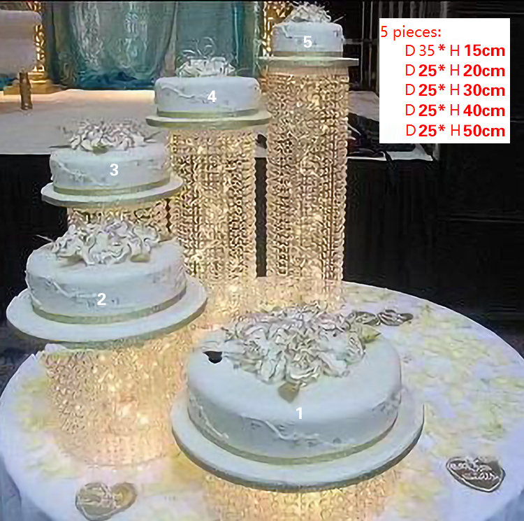 Wedding Light Luxury Cake Stands Set Romantic Acrylic Swing Cake Stand Crystal Chandelier Style Cake Stand for Party Decoration