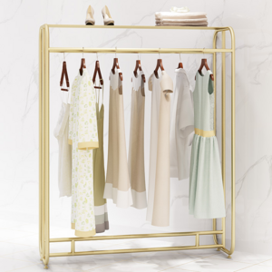 Gold Metal Pretty Garment Racks and Clothes Display Stand Clothes Display Racks Shelf for Clothing Shop