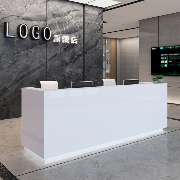 High Quality Front Desk Office Hotel Modern White Luxury l Shape Reception Front Desk