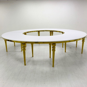 Luxury Wedding Golden Stainless Steel large round marble dining table for events party