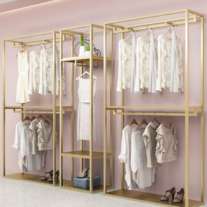 Hot Sale Modern Wall Mounted Used Stainless Steel Gold Clothing Store Display Hanger Racks For Garment Sale*