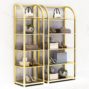 Modern style clothes shop furniture design decorating retail metal bag shoes display stand rack for sale*