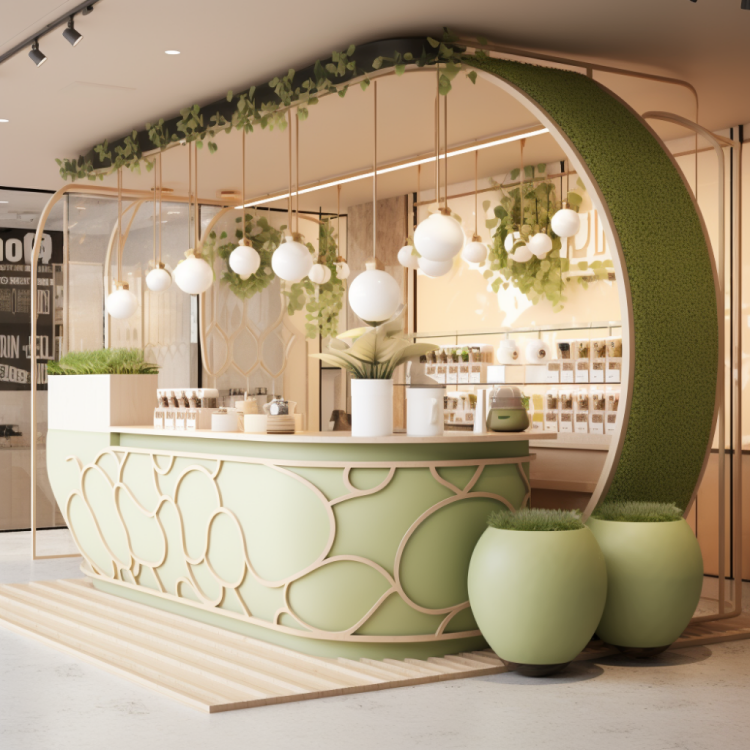 Shopping Mall Marble Milk Tea Equipment Shop Counter Kiosk Bubble Tea Store Interior Design Coffee Store Design