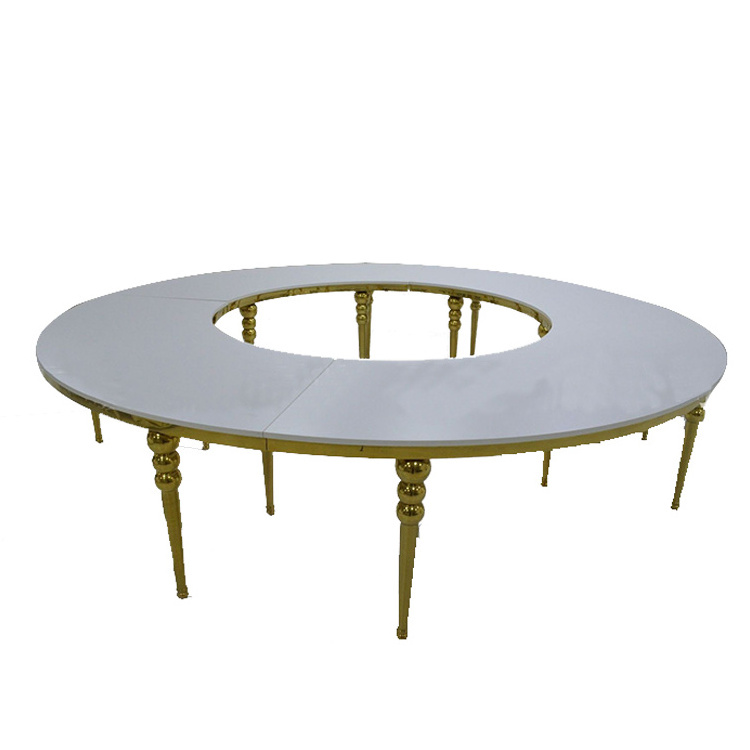 Luxury stainless steel moon table Round Stainless Steel Wedding Table half round hotel event Serpentine wedding table