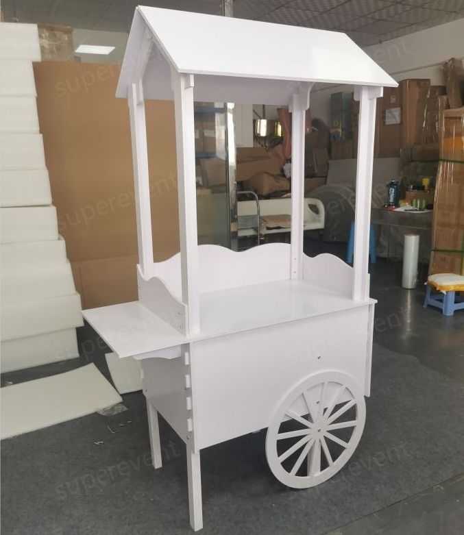 Wholesale Cheap Price Wedding White PVC Candy Cart Party Decoration with Wheels for Parties