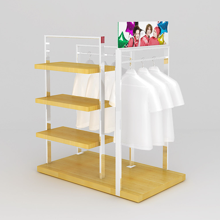 Display Stand Clothes Rack T Shirt,Hanger Jeans Retail Clothing Shop Stand Rack Gold Display