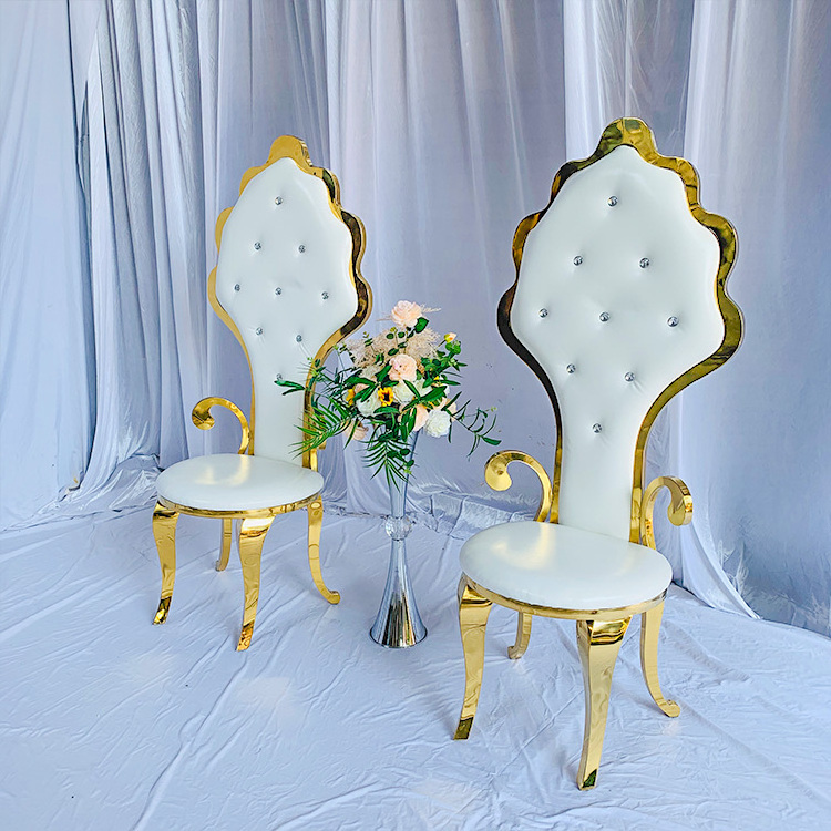 Luxury Modern Elegant Nordic Wedding Used Leather Metal Banquet Dining Gold Stainless Throne Chairs