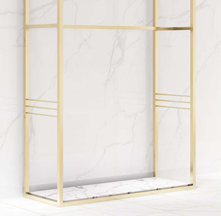 Clothing Store clothing rail luxury clothes display rack metal gold wall-mounted clothing rack display stand