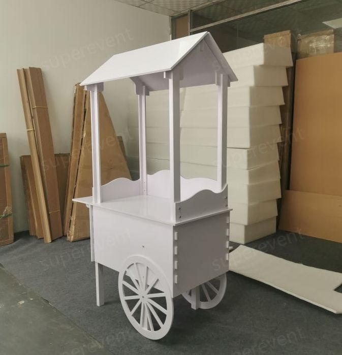 Wholesale Cheap Price Wedding White PVC Candy Cart Party Decoration with Wheels for Parties