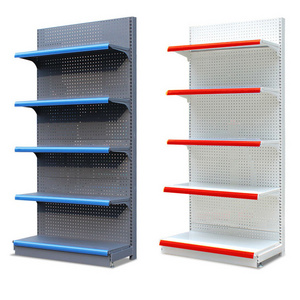 Low MOQ Custom Heavy Duty Iron Metal Retail Shelf Display Supermarket Gondola Shelving Rack shelves for retail store price