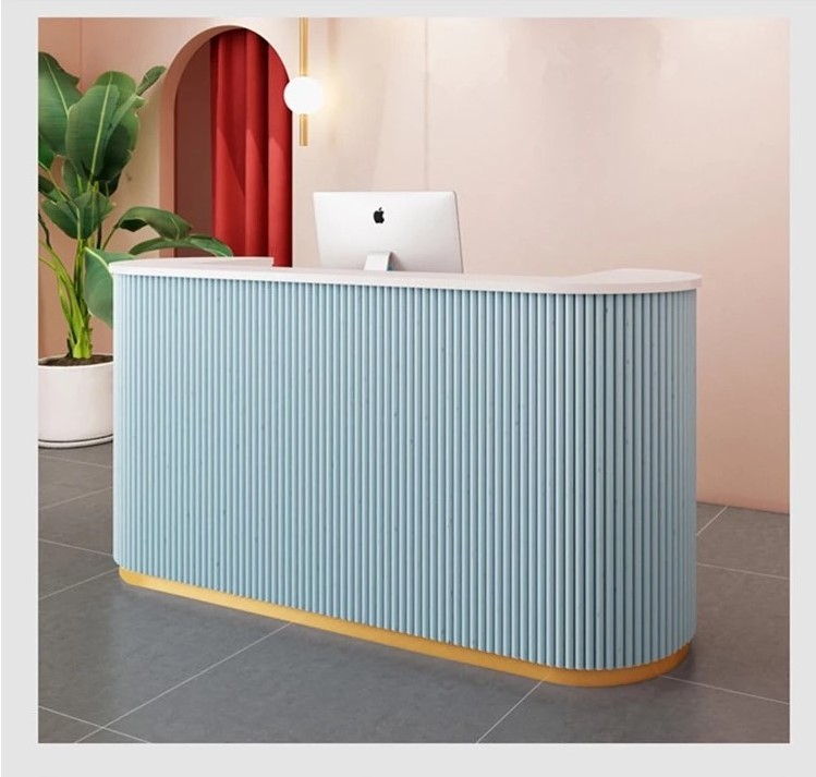 office furniture cheap white and gold rim small desks curved reception desk retail store reception desk beauty salon