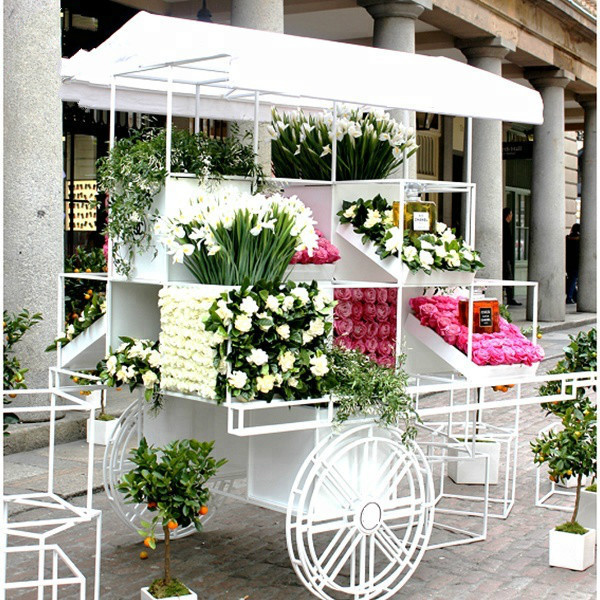 Wholesale Cheap Outdoor White Metal Wedding Flower Candy Cart Display