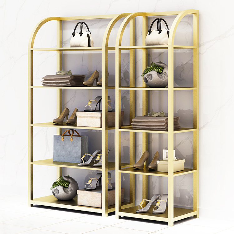 Modern style clothes shop furniture design decorating retail metal bag shoes display stand rack for sale*