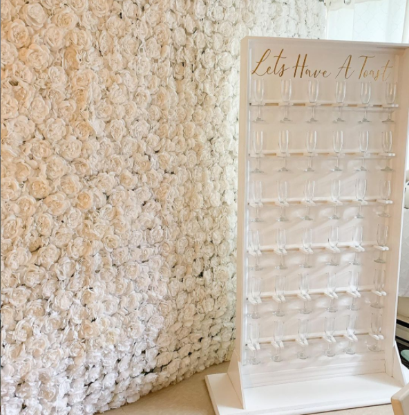 2024 Wedding Party Custom Champagne Wall Backdrop Prosecco Wall Champagne Glass Holder Acrylic For Wedding Decoration