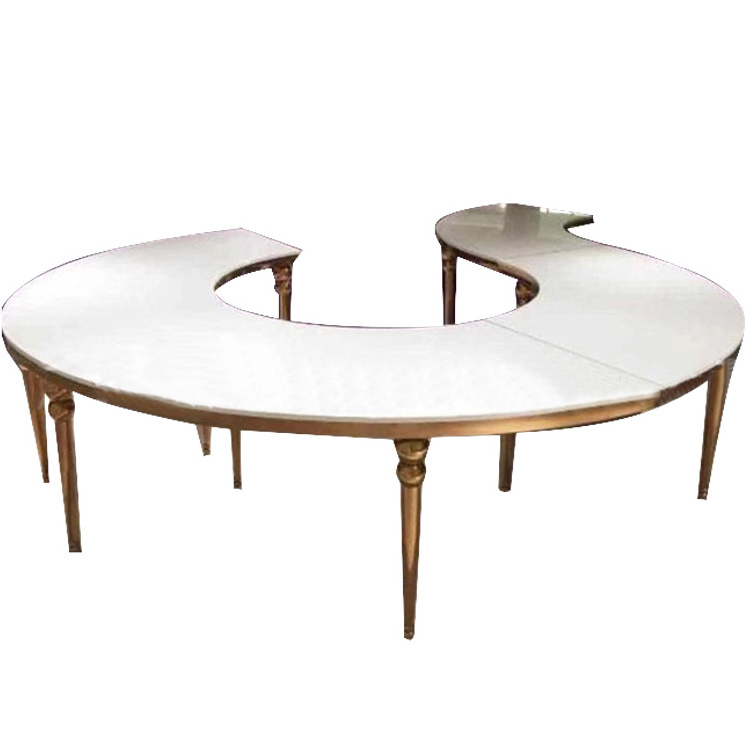 Luxury stainless steel moon table Round Stainless Steel Wedding Table half round hotel event Serpentine wedding table